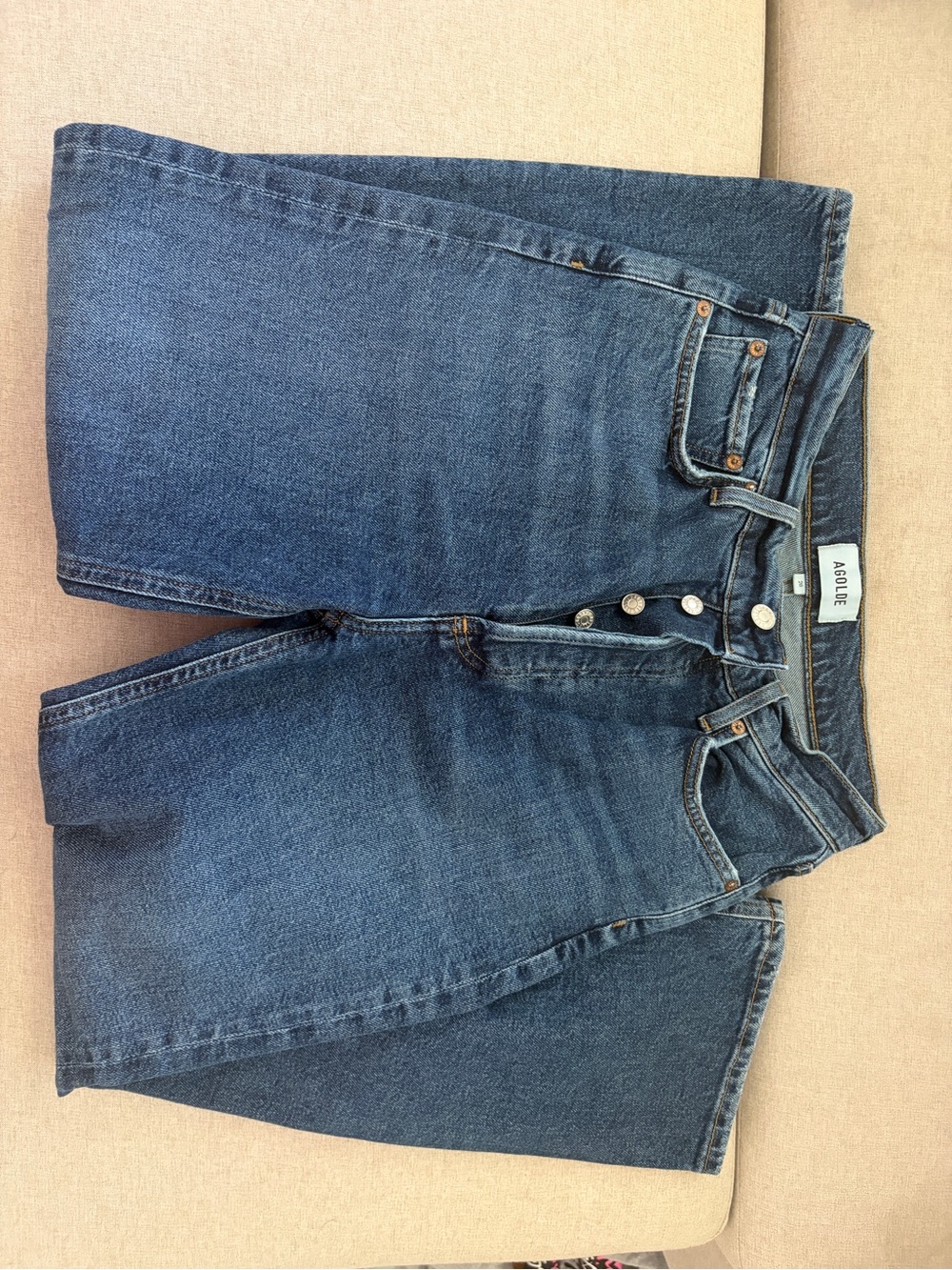 Agolde High-Rise Indigo Button-Fly Jeans